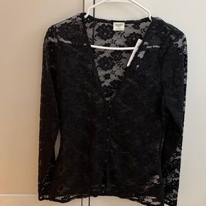 NEW WITH TAGS Black Lace Button-Up Top